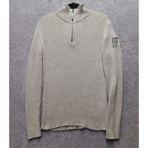 Calvin Klein Jeans Men's M Ribbed 1/4-Zip Mock Neck Sw